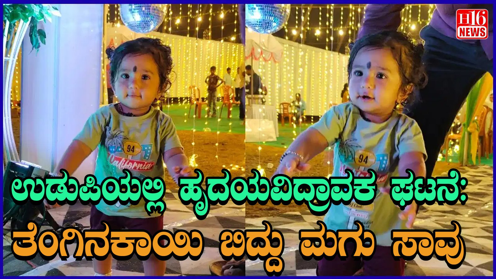ಉಡುಪಿಯಲ್ಲಿ ಹೃದಯವಿದ್ರಾವಕ ಘಟನೆ : ತೆಂಗಿನಕಾಯಿ ಬಿದ್ದು ಮಗು ಸಾವು